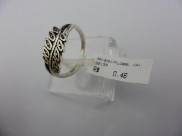 ANEL DE PRATA ENVELHECIDO FOLHAS 14491696