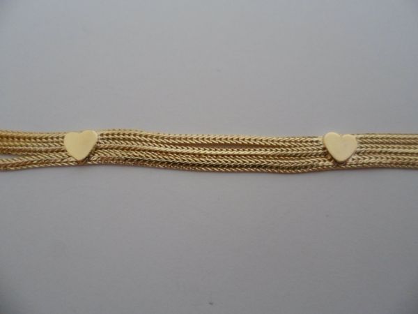 PULSEIRA FOLHADA A OURO FIOS CORAÇÃO CB 618