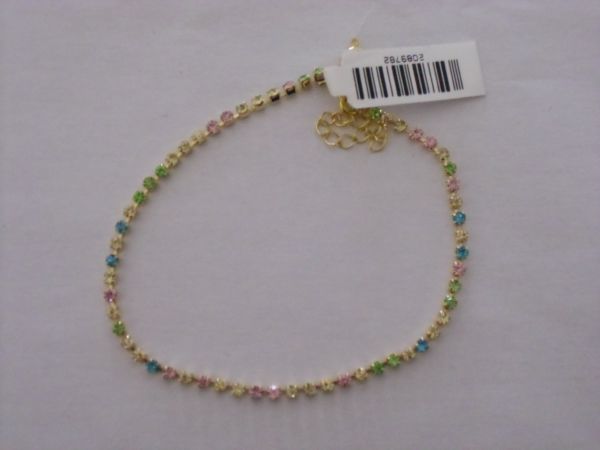 TORNOZELEIRA FOLHADA A OURO STRASS COLOR CB 2089782