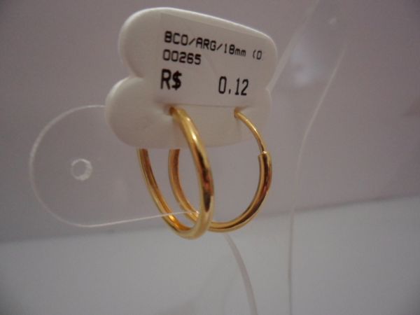 BRINCO FOLHADO A OURO ARGOLA 18MM  CB 23236
