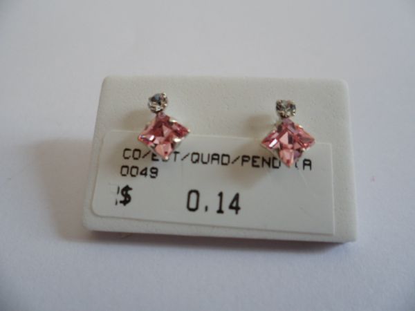 BRINCO EM PRATA PEDRAS DE STRASS QUADRADO PEND  CB 2085753
