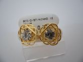 BRINCO FOLHADO A OURO STRASS NINHO  CB 1031