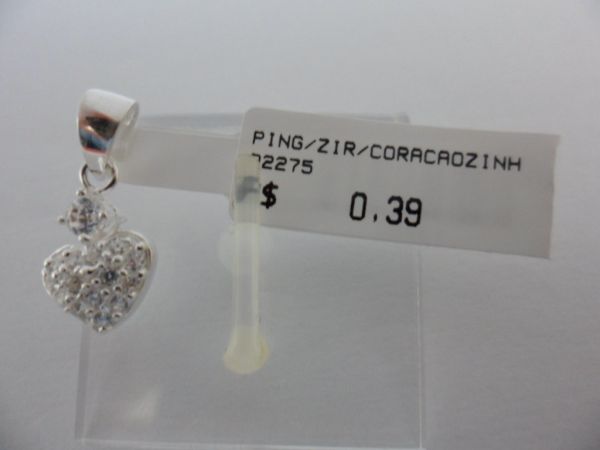 PINGENTE DE PRATA ZIRCONIA CORAÇAO PEQ CB 13290