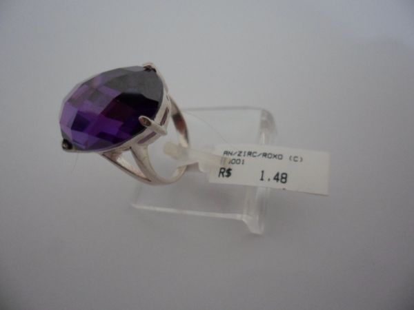 ANEL DE PRATA ZIRCONIA ROXO  CB 2062921