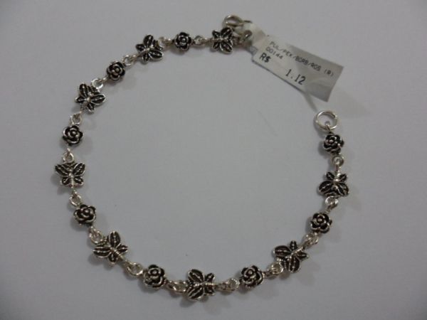 PULSEIRA DE PRATA BALI BORBOLETA ROSA CB 2083933