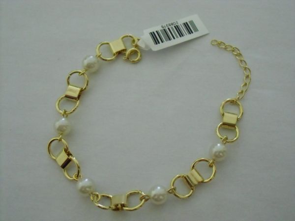 Pulseira Folhada a Ouro Perolas cb 2089379