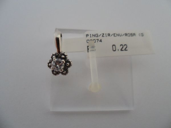 PINGENTE DE PRATA ZIRCONIA ENVELHECIDO ROSA  CB 3300