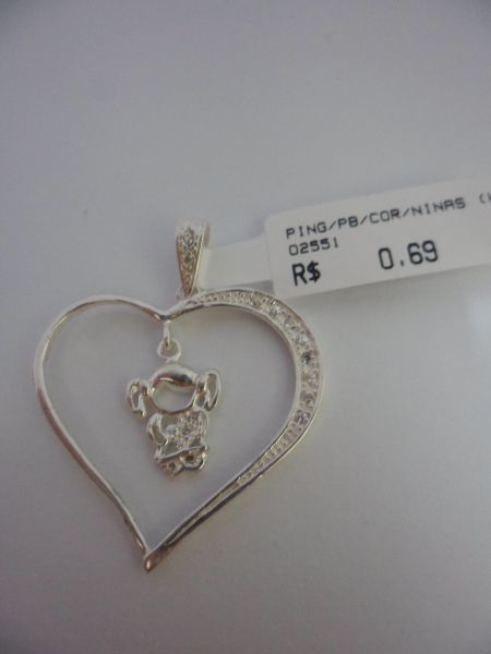 PINGENTE PRATA CORACAO MENINA CB 35364726