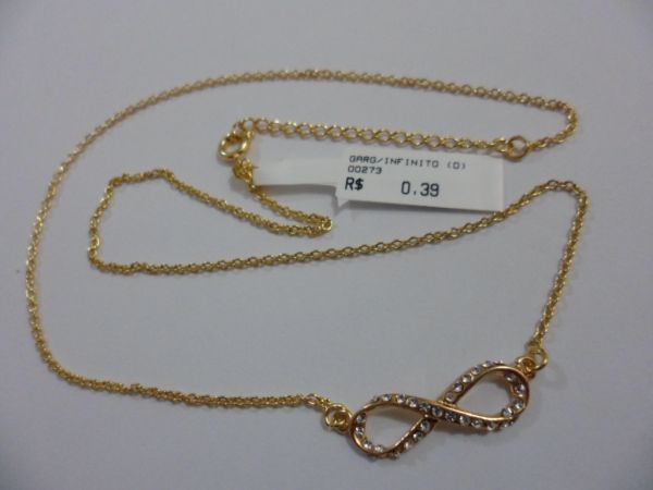 GARGANTILHA FOLHADA A OURO INFINITO STRASS CB 80649
