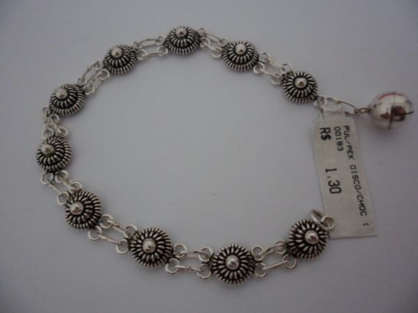 PULSEIRA DE PRATA BALI DISCO CHOCALHO  CB 2060972
