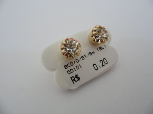 BRINCO FOLHADO A OURO STRASS 6MM  CB 6060