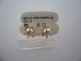 BRINCO FOLHADO A OURO PEROLA GARRA 6MM  CB 3460