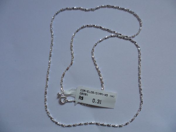 CORRENTE DE PRATA DIAMANTADA 45CM  CB 2086712