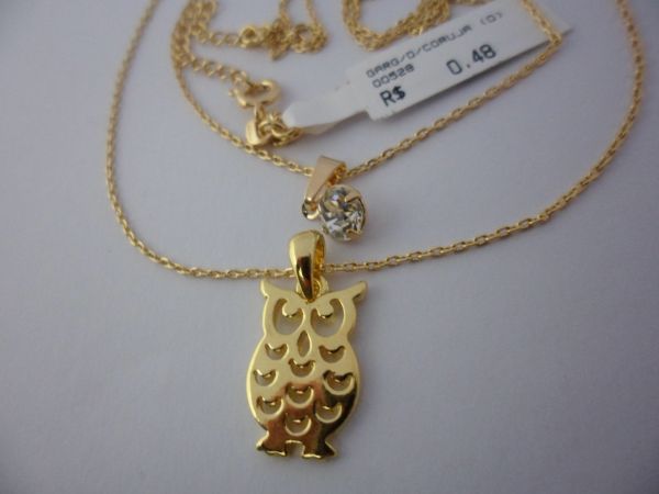 GARGANTILHA FOLHADA EM OURO CORUJA/PONTO CB 81698