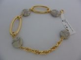 PULSEIRA FOLHADA A OURO PEDRA ELOS CINZA  CB 182287