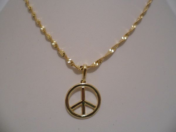 Gargantilha folhada a ouro singa pura paz 40cm 2083475