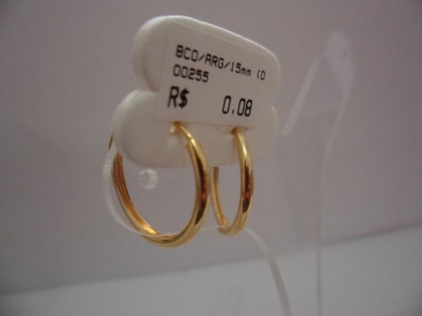 BRINCO FOLHADO A OURO ARGOLA 15MM  CB 22974