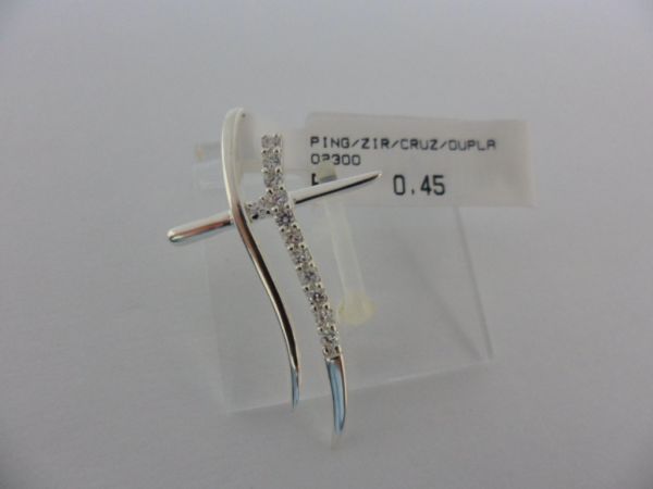PINGENTE DE PRATA ZIRCONIA CRUZ DUPLA CB 14390