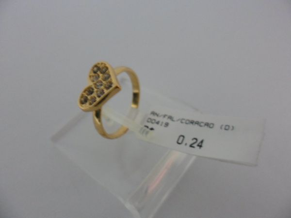 ANEL FOLHADO A OURO FALANGE CORAÇÃO CB 415311