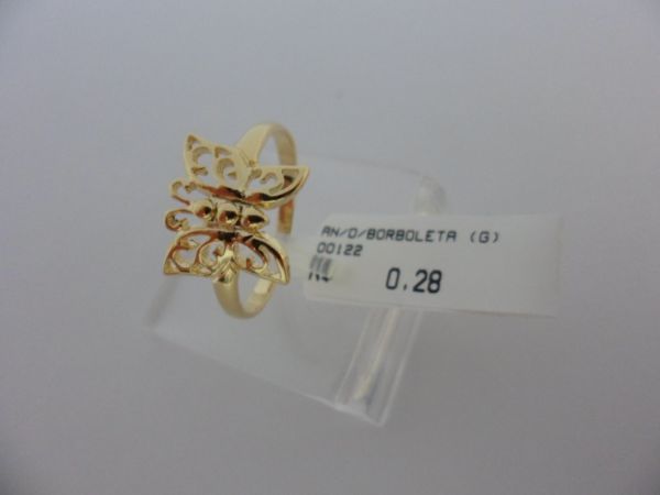 ANEL FOLHADO A OURO BORBOLETA  CB 2501
