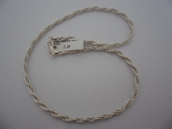 CORRENTE DE PRATA TRANÇADO 40 CM  CB 2087160