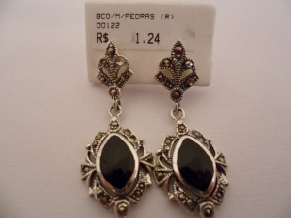 BRINCO DE PRATA MARCASSITA PEDRAS PENDENTE CB 2081144