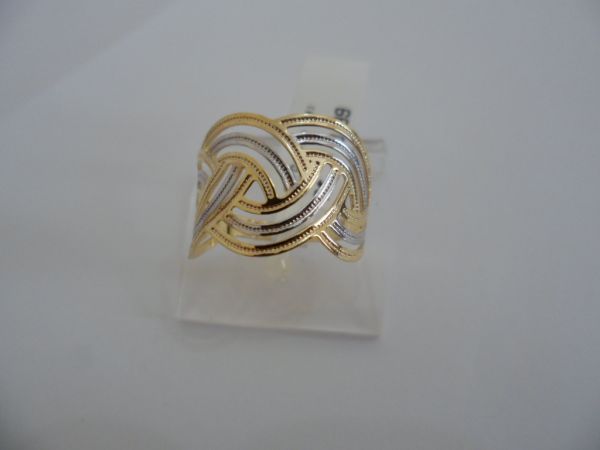 ANEL FOLHADO A OURO TRANÇADO VAZADO CB 62426