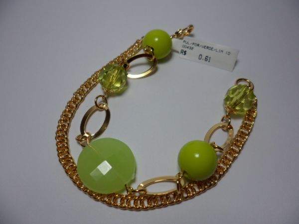 PULSEIRA FOLHADA OURO AMAR/LIMAO CB 182262