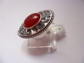 ANEL DE PRATA MARCASSITA PEDRA DISCO VERMELHO  CB 2063706