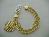 Pulseira Folhada a Ouro Grumet Coraçao cb 2089515 ok