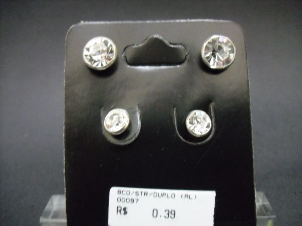 Brinco de Prata Strass BL Duplo cb 2094366