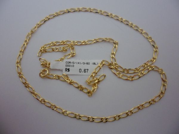 CORRENTE BANHADA A OURO 1X1 3mm 60CM CB 8600