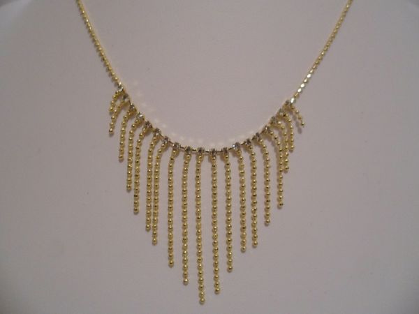 GARGANTILHA BOLINHA de franja C/STRASS folhada a ouro 45CM CB 2089652 OK foto