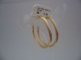 BRINCO FOLHADO A OURO ARGOLA TRABALHADA 33MM  CB 233871