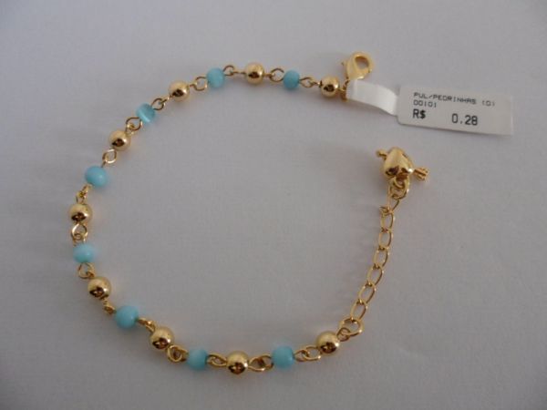 PULSEIRA FOLHADA PEDRAS AZUIS CB 182034