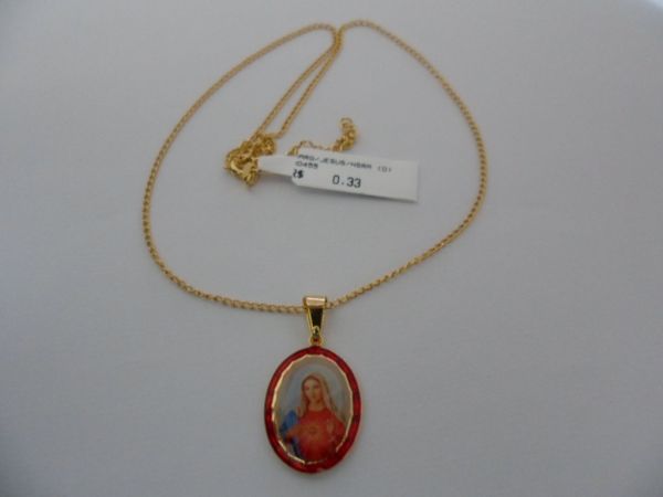 GARGANTILHA FOLHADA EM OURO JESUS/N/SRA CB 81672