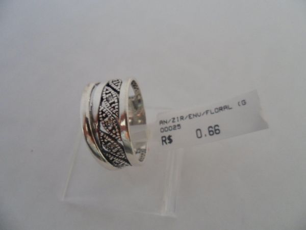 ANEL DE PRATA ZIRCONIA ENVELHECIDO FLORAL  CB 44503