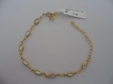 PULSEIRA FOLHADA A OURO PEDRAS MADRE ARGOLAS CB 1133