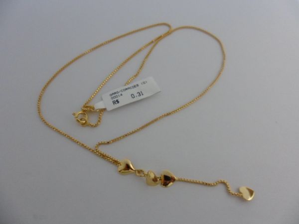 GARGANTILHA FOLHADA A OURO CORAÇOES  CB 81541