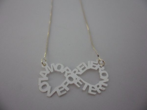 Gargantilha Prata Amor Eterno infinito 40cm 56280654