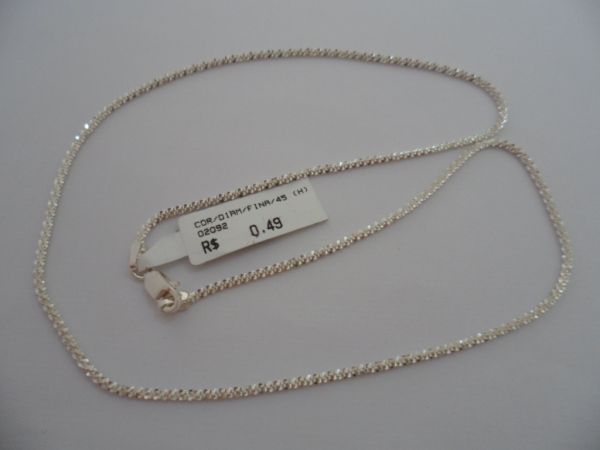 CORRENTE DE PRATA DIAMANTADA/FINA/45CM  CB 2086729