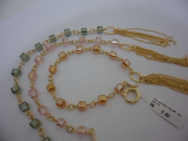 PULSEIRA FOLHADA A OURO PEDRA COLOR  CB 8700