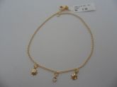 TORNOZELEIRA FOLHADA OURO STRASS Sol Luz CB 1404